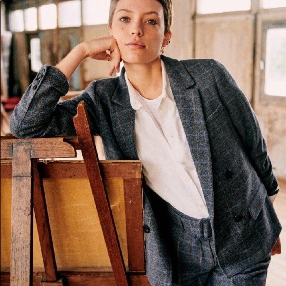 Sezane Christie Jacket in Wool Plaid